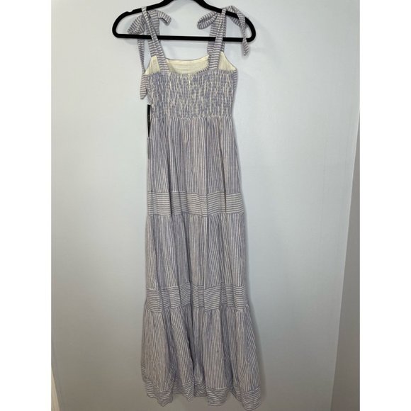 Lulu’s Golden Days Blue Striped Tie-Strap Maxi Dress - Picture 4 of 16